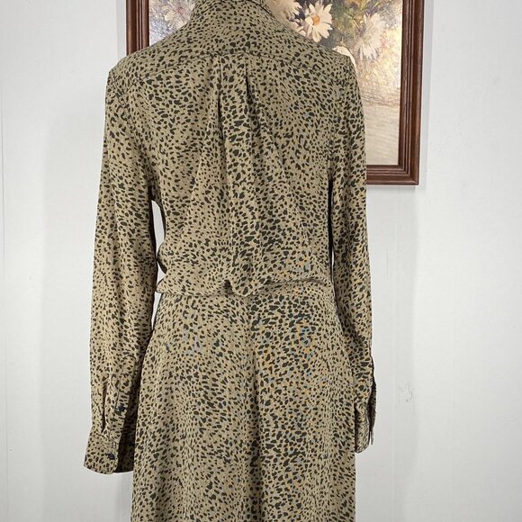 Rag & Bone 100% Silk Karen Wrap Dress Women's 8 Olive Leopard Print NWT - Picture 3 of 15